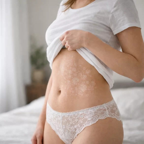 Pityriasis versicolor on the abdomen