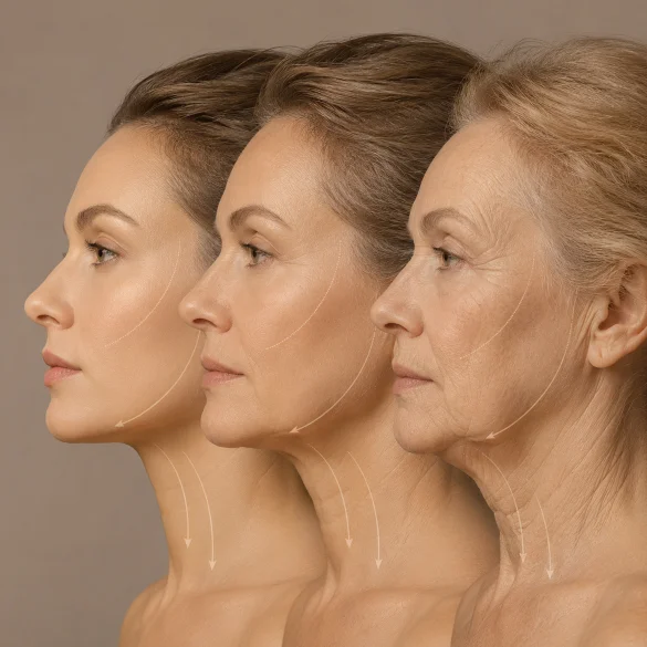 Gravitational aging of the face